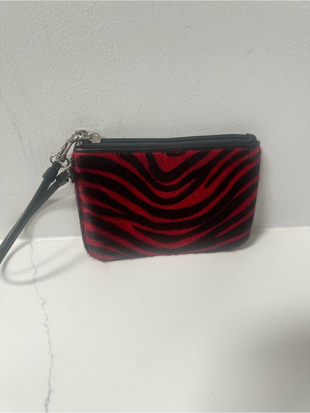 Wilson Leather brand wristlet calf hair w/ and Black Zebra Print